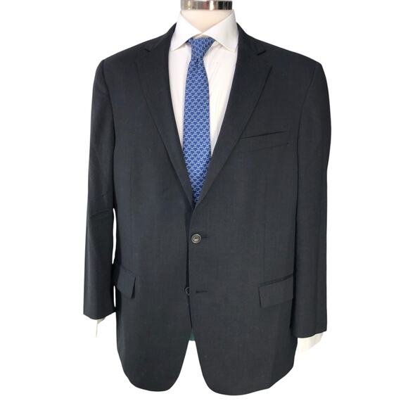 Hart Schaffner Marx HSM Men Size 46R Sport Coat Jacket Blazer Navy Blue USA Made